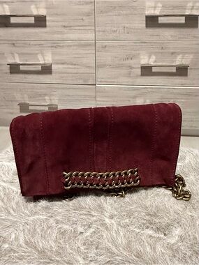 Ramy Brook Emma Burgundy Suede Chain Clutch